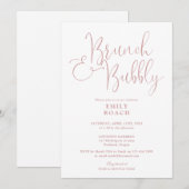 Stof Roze Roze Brunch En Bruisende Bruidsfeest Kaart (Voorkant / Achterkant)