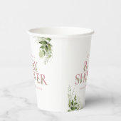 Stof Roze Roze Groene Letter Baby Shower Papieren Bekers (Rechts)