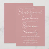 Stof Roze Roze Script Bruidsmeisjes Luncheon Kaart (Voorkant / Achterkant)