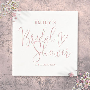 Stof Roze Roze Script Calligrafie Bruids Bruiloft Servet
