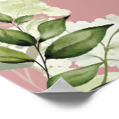 Stof Roze Slingerlichten Bloemrijke Trouwbegroetin Poster (Hoek)