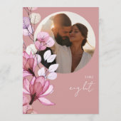 Stof Roze Transparante Bloem Foto Tafelnummer (Achterkant)