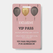 Stof Roze Verjaardagsfeest Foto Pas VIP Badge (Achterkant)