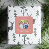 Stof roze vrolijke feestdagen cirkel foto vierkante sticker