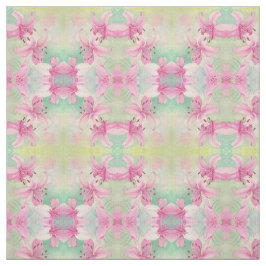 Stof - Roze Waterverf Lelies