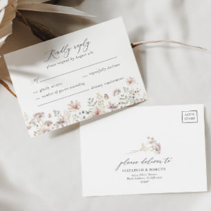 Stof Roze Wilde Bloem RSVP Kaart
