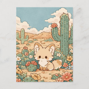 Stof Sage Woestijn Kawaii Fennek Vos Briefkaart