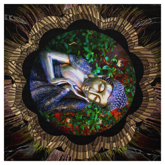 Stof | Silver Sleeping Buddha Collage (Swatch)