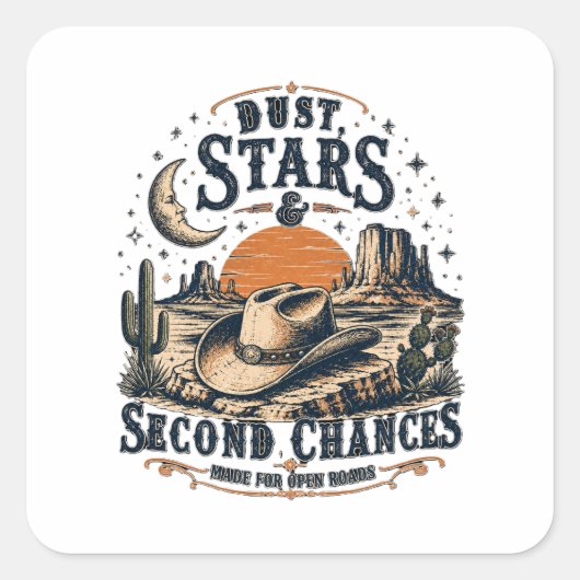 Stof Sterren Tweede Kans Western Design Vierkante Sticker (Voorkant)
