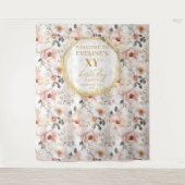 Stof Stof Roze Bloem Sfeervolle Verjaardagsfeest B Wandkleed (Voorkant)