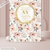 Stof Stof Roze Bloem Sfeervolle Verjaardagsfeest B Wandkleed