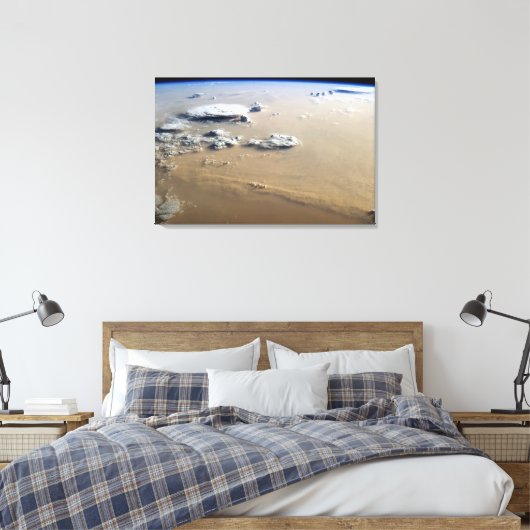 Stof Storm over de Zeeen van de Sahara. Canvas Afdruk (Insitu (Slaapkamer))