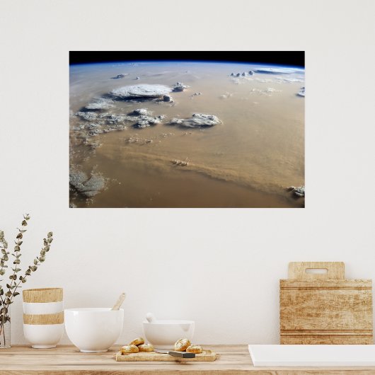 Stof Storm over de Zeeen van de Sahara. Poster (Keuken)