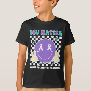 Stof Teal Paars Bewustzijn Mentale Gezondheid T-shirt