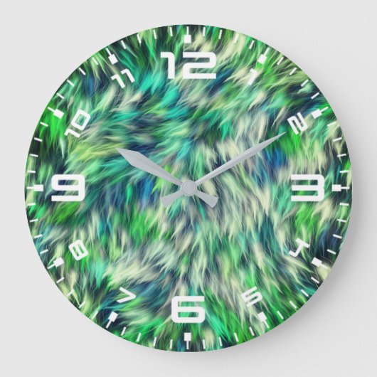 Stof Textuur Groen Bont Design-68745 Grote Klok (Voorkant)