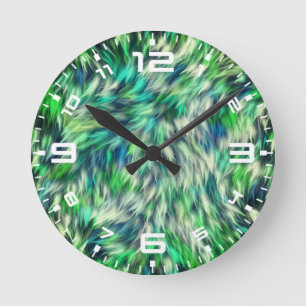 Stof Textuur Groen Bont Design-68745 Ronde Klok