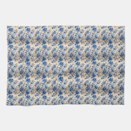  stof Toile de Jouy Frankrijk Blauwe bloemen Theedoek