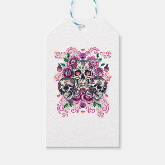 Stof van de huid, roze van het skelet waterverf, H Cadeaulabel (Voorkant)