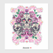 Stof van de huid, roze van het skelet waterverf, H Sticker (Vel)