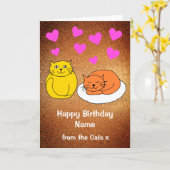 Stof van de katten Gold Glitter Birthday Card Kaart (Gele Bloem)
