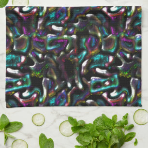 Stof van gekleurde en verdraaide metalen vormen? theedoek