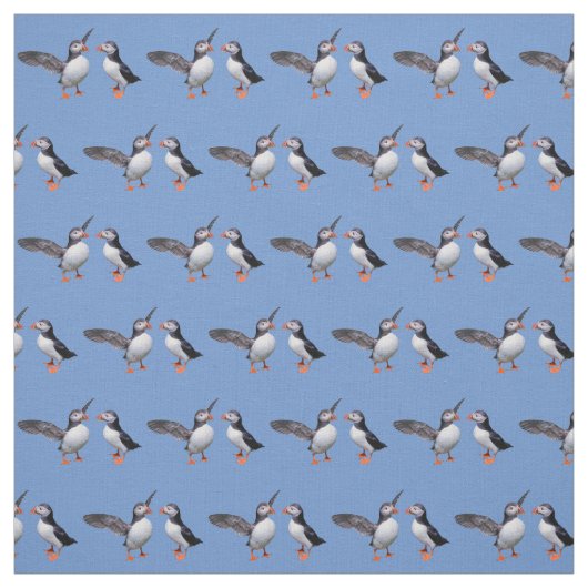 Stof van Puffin Pals (lichtblauw) (Swatch)
