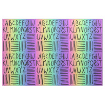 Stof van regenbooghandgeschreven ABC's