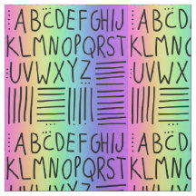 Stof van regenbooghandgeschreven ABC's