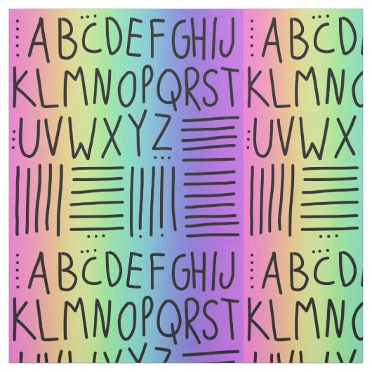 Stof van regenbooghandgeschreven ABC's (Swatch)