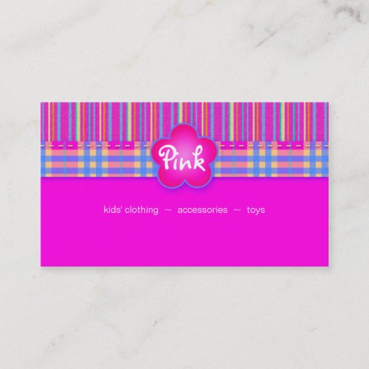 Stof Visitekaartje geplakt band roze (Voorkant)