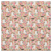 Stof voor beagles - Bloemen Roze (Swatch)