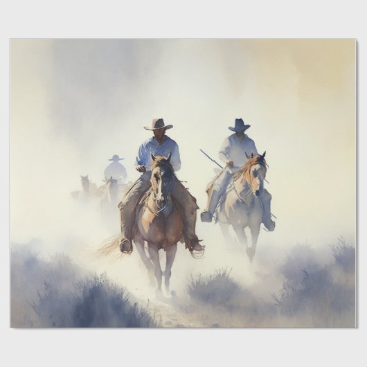 Stof western waterverf “Posse - De Jacht” Cadeaupapier (Vlak)