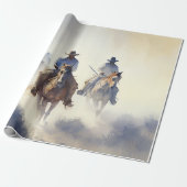Stof western waterverf “Posse - De Jacht” Cadeaupapier (Uitgerold)