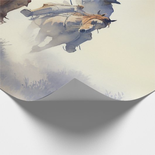 Stof western waterverf “Posse - De Jacht” Cadeaupapier (Hoek)