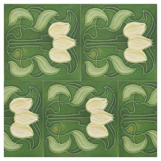 Stof - witte Tulpen Halve Brick geroteerd (Swatch)