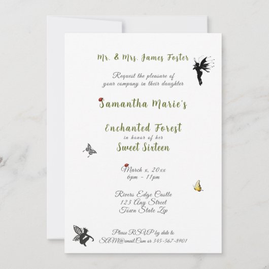 Stof Zestien Betoverde Bos Paddenstoelen Feeën Kaart (Achterkant)