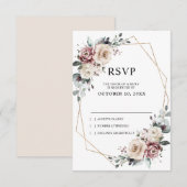 Stofachtig mauve eucalyptus geometrische trouwdag RSVP kaartje (Voorkant / Achterkant)