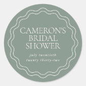 Stofachtig Salie | Bruidsbruiloft met gegolfde Sin Ronde Sticker (Voorkant)