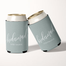Stofachtig Salie Bruidsmeisje Modern Schrift  Blikjeskoeler
