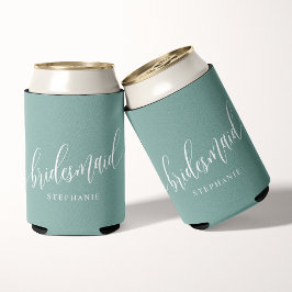 Stofachtig Teal Bruidsmeisje Modern Schrift  Blikjeskoeler