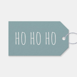Stofachtig Teal HO HO HO Kerstmis. Moderne gezelli Cadeaulabel