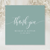 Stofachtig Teal Minimalistische Script Bruiloft Bedankkaart