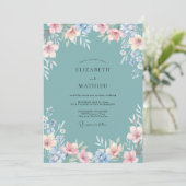 Stofachtig Turquoise Whimsical Weiland Bruiloft Kaart (Staand voorkant)