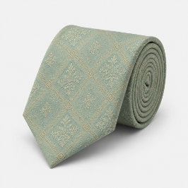 Stofbeschrijving: Dusty Blue Gold Diamond Damask R Stropdas