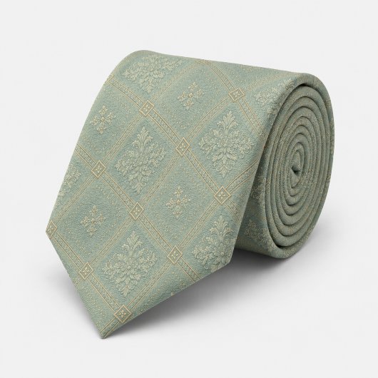 Stofbeschrijving: Dusty Blue Gold Diamond Damask R Stropdas