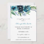 Stofblauw 2 Bloemige Datum Wijzigen (Groot) Kaart (Voorkant)