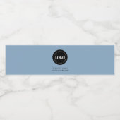 Stofblauw aangepast logo en tekst zakelijk bedrijf waterfles etiket (Enkel label)