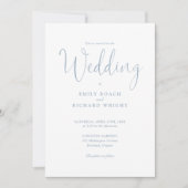 Stofblauw All In One Elegante Scriptie Bruiloft Kaart (Voorkant)