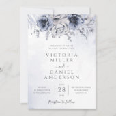 Stofblauw Aquarel Bloem Botanische Trouw Kaart (Voorkant)