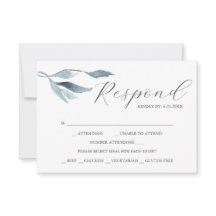 Stofblauw Aquarel met Maaltijdkeuze RSVP Kaarten
